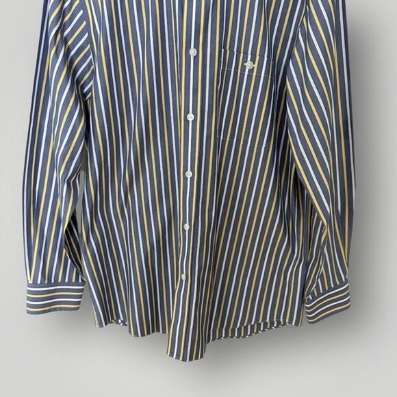 Orvis Striped Button Down Shirt Men's M Blue Yellow White Cotton Long Sleeve - Picture 3 of 10